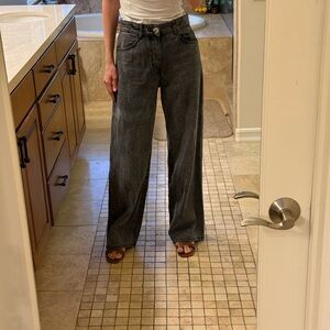 Zara Charcoal Wide-Leg Jeans